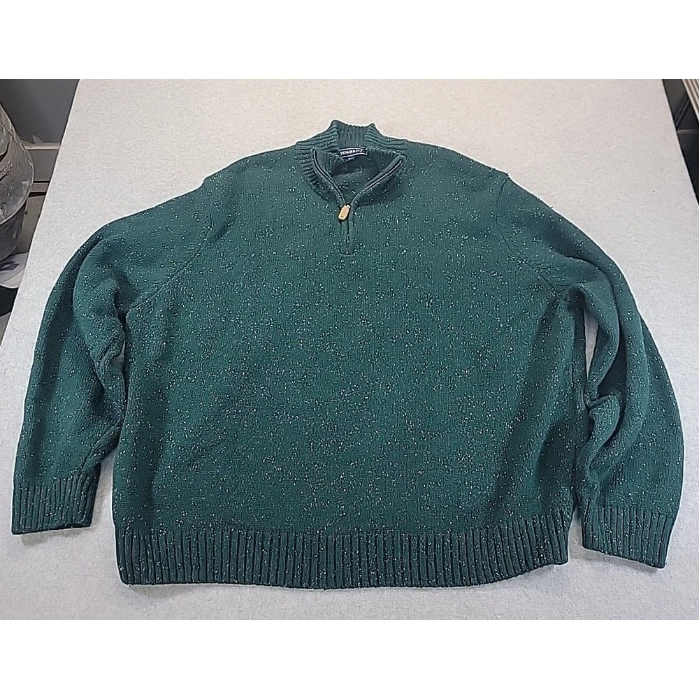 Crown & Ivy Men's Green Quarter‎ 1/4 Zip Fleece Lined Sweater Medium